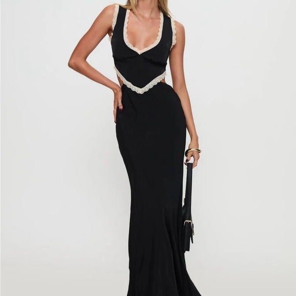 NWOT Princess Polly Black Embellished Bodycon Dress with Plunge Neckline - Picture 1 of 9